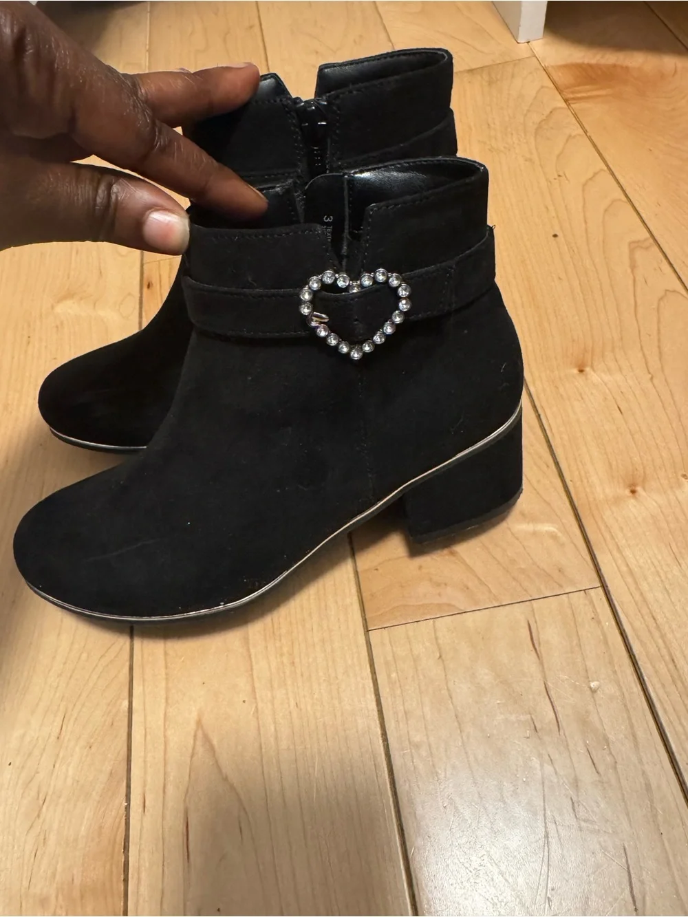 The Children's Place Black Girls' Suede-Look Ankle Boots with Side Zip